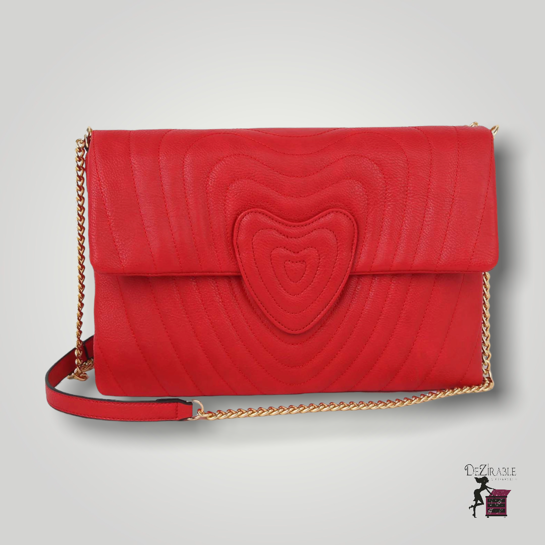 Heart Quilted Flap Crossbody Bag